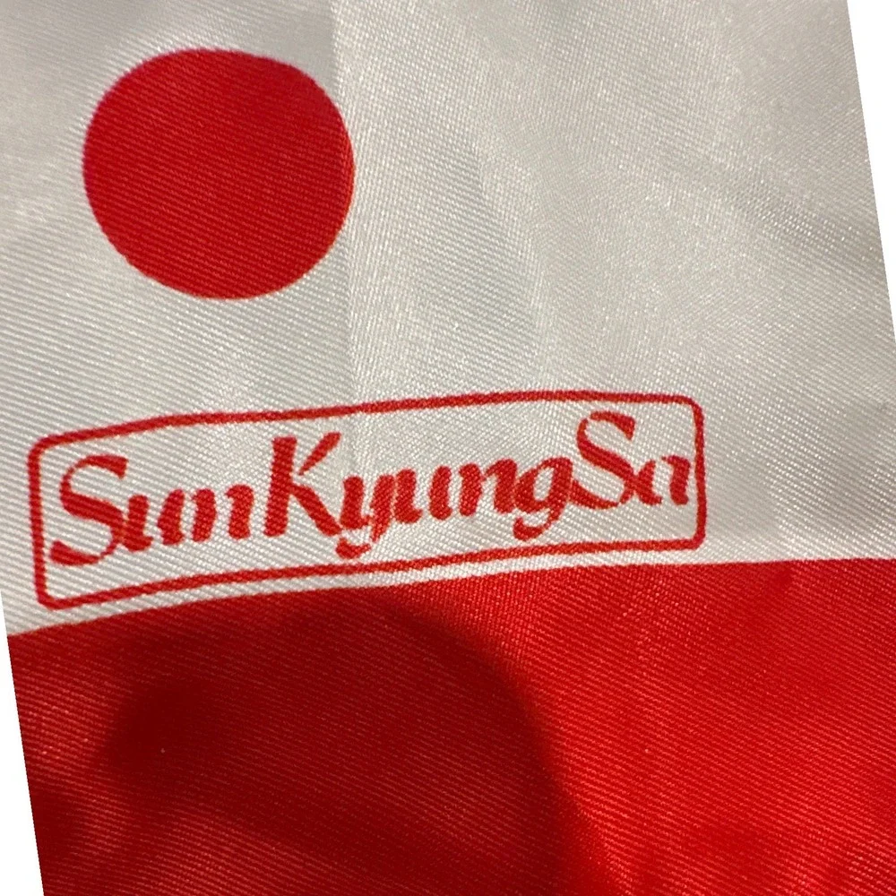SunKyungSa Red White Polka Dot Square Scarf Satin Feel 34x34 Retro Accessory